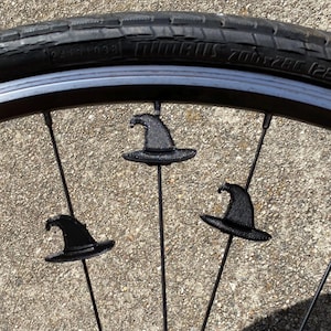 6x Witch Hat Bike Spoke Decorations - spooky bicycle gift, wizard hat bike decoration, wicked witch hat bicycle accessories image 1