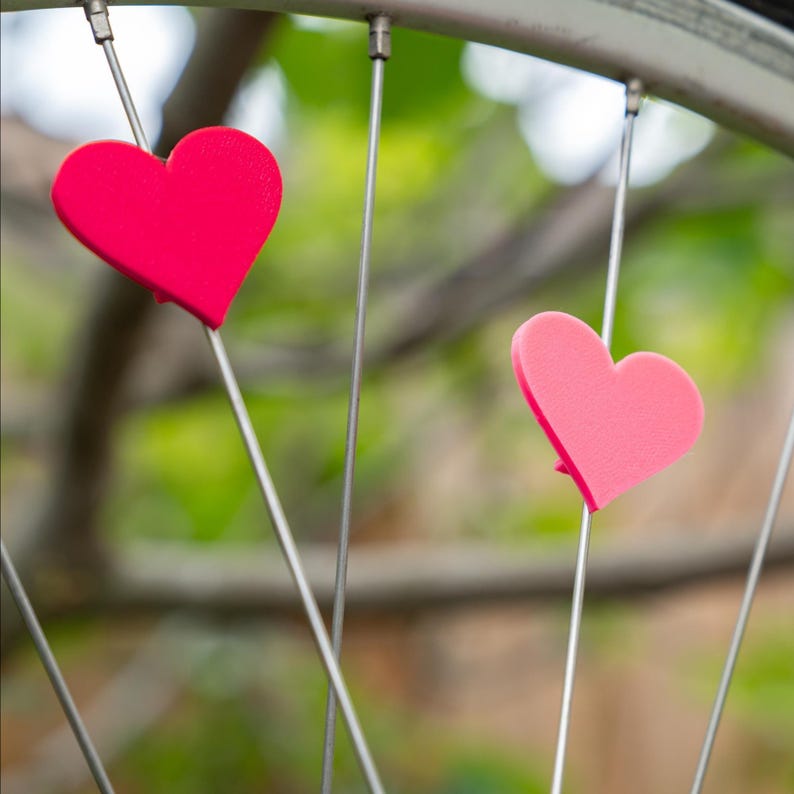 6x Heart Bike Spoke Decorations, valentines bicycle decorations, cute bike accessories, heart themed bike parts image 6