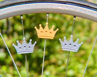 6x Crown Bike Spoke Decorations - King Bicycle Spoke Decorations - Princess Bike Decorations - Queen fietsonderdelen voor verjaardag / fietsfeest