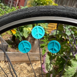 6x Peace symbol Bike Spoke Decorations hipster bike, hippie bike gift, cyclist gift, bike peace sign, bike protest signs, hippy bike gifts image 4
