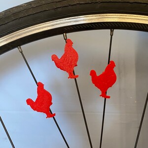 6x Chicken Bike Spoke Decorations - bicycle chicken decorations - gift for chicken mom or dad, cyclist gift, for bike party or bike parade image 7