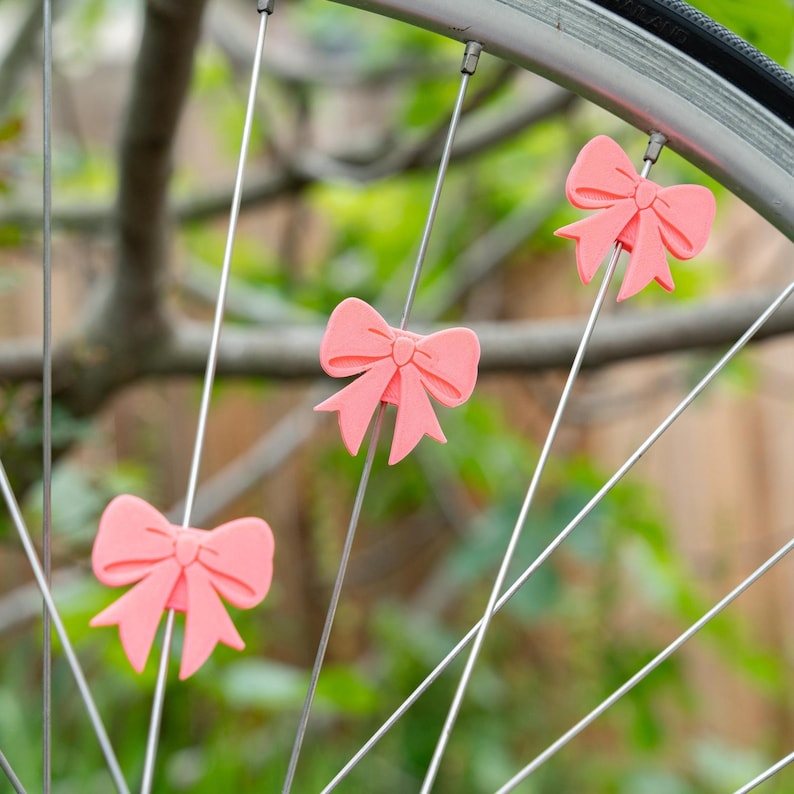 6x Ribbon Bow Bike Spoke Decorations, girly bicycle decorations, cute bike ribbon accessories, ribbon and bow themed bike parts for cyclist image 2