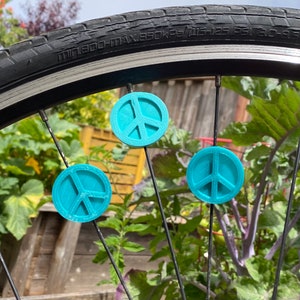 6x Peace symbol Bike Spoke Decorations hipster bike, hippie bike gift, cyclist gift, bike peace sign, bike protest signs, hippy bike gifts image 7