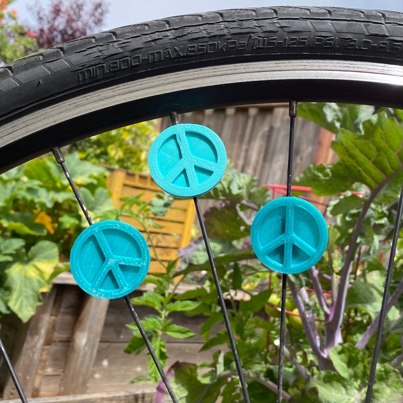 6x Peace symbol Bike Spoke Decorations hipster bike, hippie bike gift, cyclist gift, bike peace sign, bike protest signs, hippy bike gifts image 7