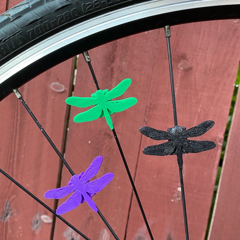 6x Dragonfly Bike Spoke Decorations, goblincore bicycle decorations, cute bike accessories, insect themed bike parts image 2