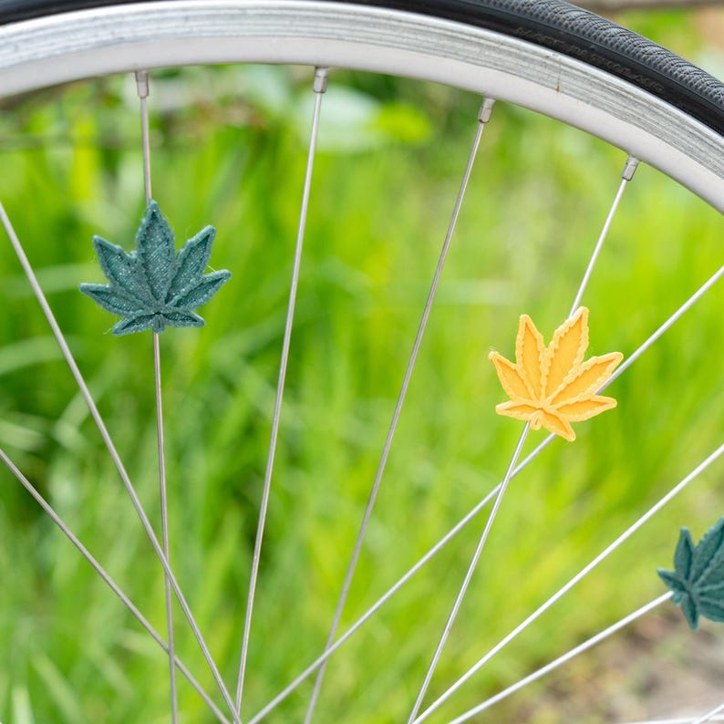 6x Hemp Leaf bike decorations, Weed Leaf bicycle accessories, Pot leaf Bike Spoke Decorations, weed enthusiast gift image 2