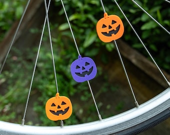 6x Kürbis Fahrrad Speichen Dekorationen, gruselige Fahrraddekorationen, Halloween Fahrradzubehör, Halloween Fahrradgeschenk