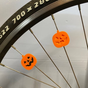 6x Jack-o-lantern Bike Spoke Decorations, spooky bicycle decorations, halloween bike accessories, pumpkin life