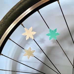 6x Frozen Snowflake Bike Decorations - winter bicycle decoration, bike accessories for her, bike gift for child image 3