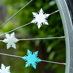 6x Frozen Snowflake Bike Decorations - winter bicycle decoration, bike accessories for her, bike gift for child image 1