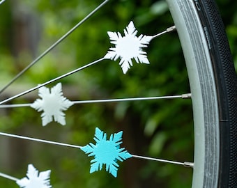 6x Frozen Snowflake Bike Decorations - winter bicycle decoration, bike accessories for her, bike gift for child