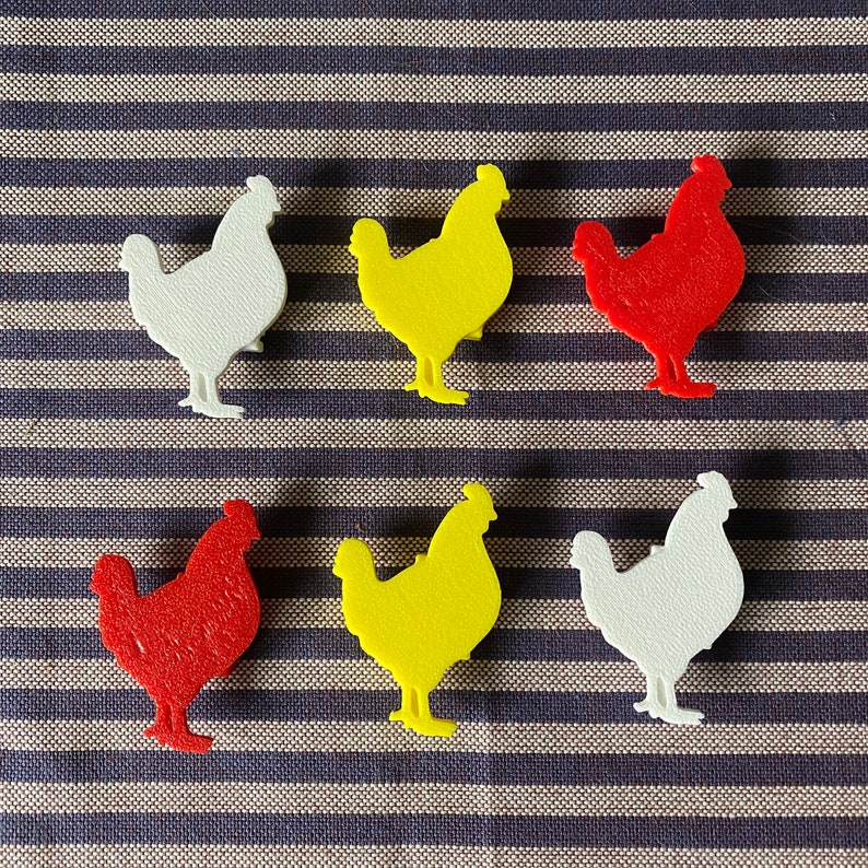 6x Chicken Bike Spoke Decorations - bicycle chicken decorations - gift for chicken mom or dad, cyclist gift, for bike party or bike parade image 2