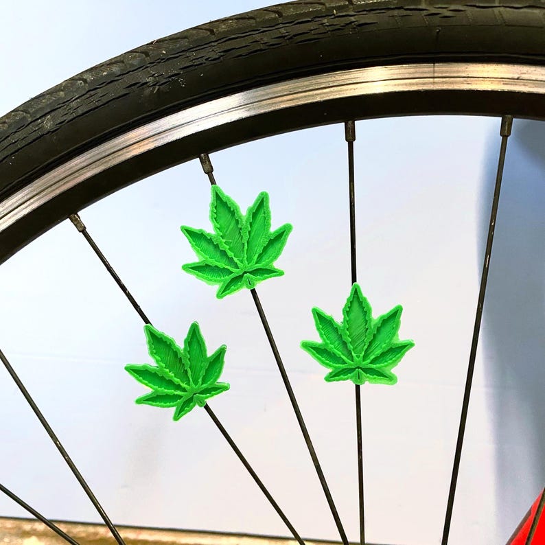 6x Hemp Leaf bike decorations, Weed Leaf bicycle accessories, Pot leaf Bike Spoke Decorations, weed enthusiast gift image 5