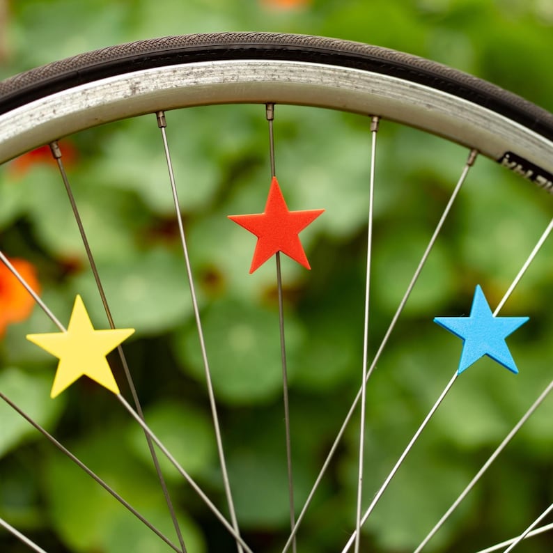 6x Star Bike Spoke Decorations, gift for cyclist, july 4th bike parade, patriotic bicycle, American ebike accessories image 2