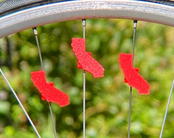 6 decorazioni per raggi di bicicletta a tema California - Decorazioni per bicicletta con mappa della California - Regalo per ciclisti a tema California, regalo per tutti i 50 stati, qualsiasi stato disponibile!