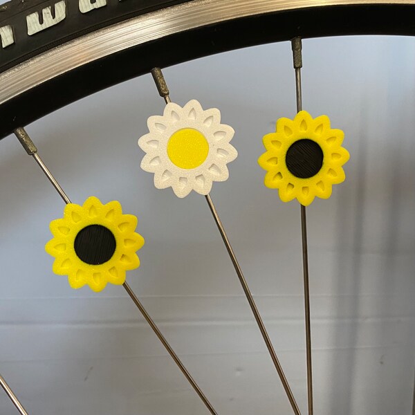 6x Sunflower Bike Spoke Decorations - bike flower decorations - bike gift for him or her - cyclist gift, for bike party or bike parade