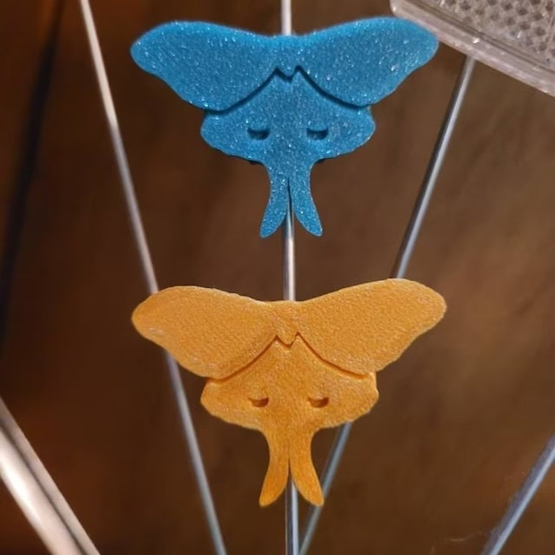 6x Moth Bike Spoke Decorations - Moth cycling accessories - bike gift for him or her - goblincore cyclist gift image 1