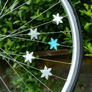 6x Frozen Snowflake Bike Decorations - winter bicycle decoration, bike accessories for her, bike gift for child image 2