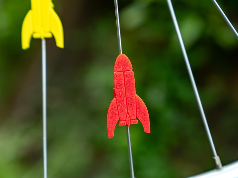 6x Rocket Bike Spoke Decorations - space rocket bike accessories - bike gift for boy or girl - rocket for bike party or bike parade image 3