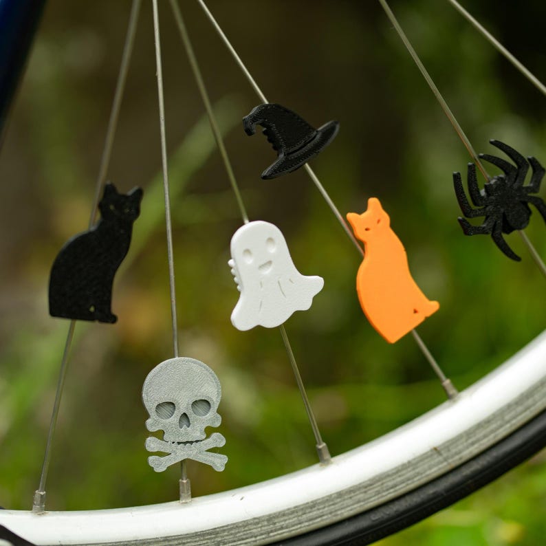 6 adornos fantasma para radios de bicicleta, adornos fantasma para bicicleta, lindos accesorios espeluznantes para bicicleta, piezas espeluznantes para bicicleta imagen 8
