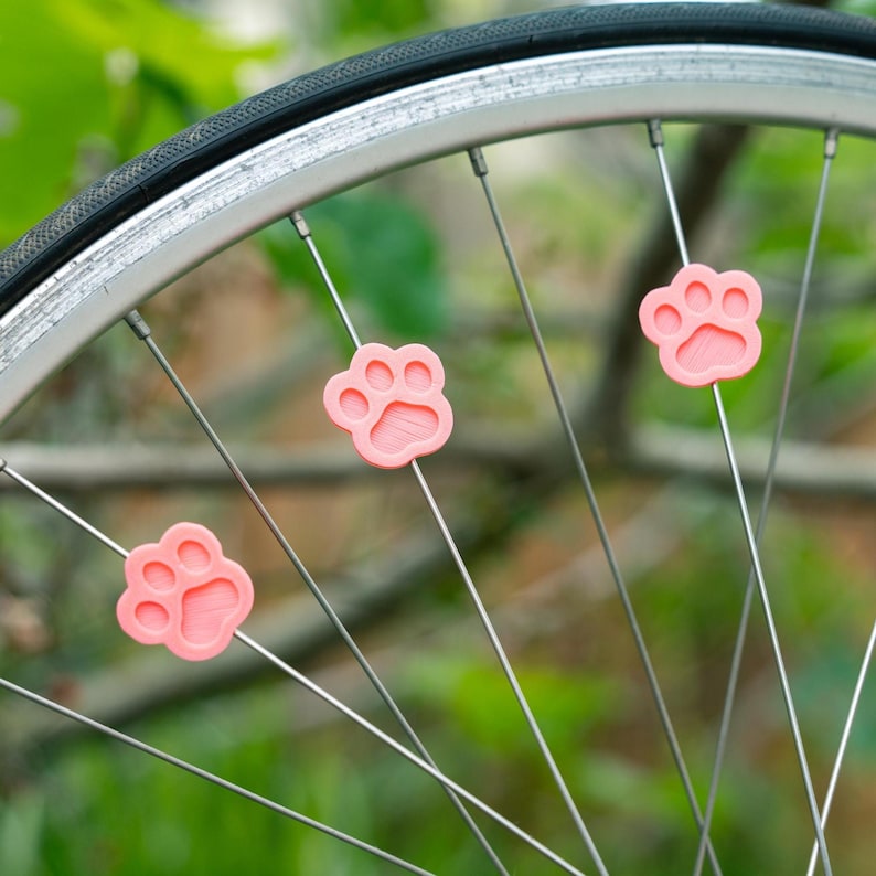 6x Cat Paw / Dog Paw Bike Decorations, furry bicycle accessories, animal parade gift, gift for veterinarians, dog or cat cyclist gift image 5