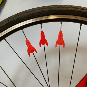 6x Rocket Bike Spoke Decorations - space rocket bike accessories - bike gift for boy or girl - rocket for bike party or bike parade image 6