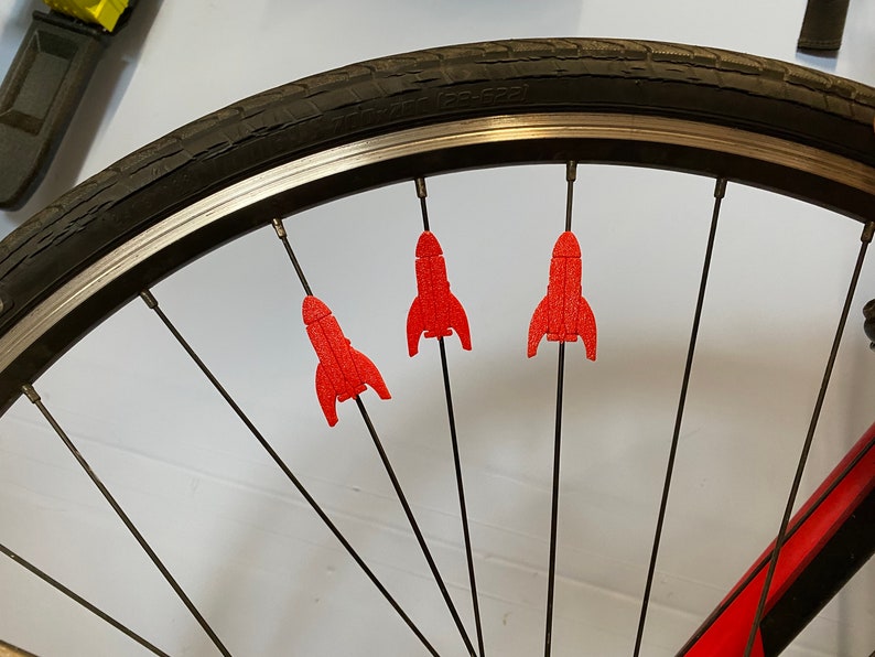 6x Rocket Bike Spoke Decorations - space rocket bike accessories - bike gift for boy or girl - rocket for bike party or bike parade image 6