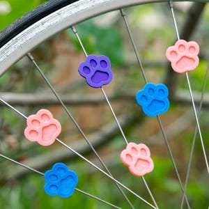 6x Cat Paw / Dog Paw Bike Decorations, furry bicycle accessories, animal parade gift, gift for veterinarians, dog or cat cyclist gift image 2