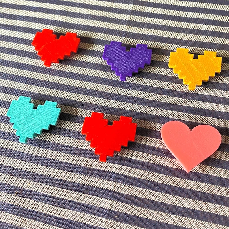6x Pixel Hearts Bike Spoke Decorations, video game hearts bicycle decorations, cute cycling accessories, heart themed cyclist gift image 7