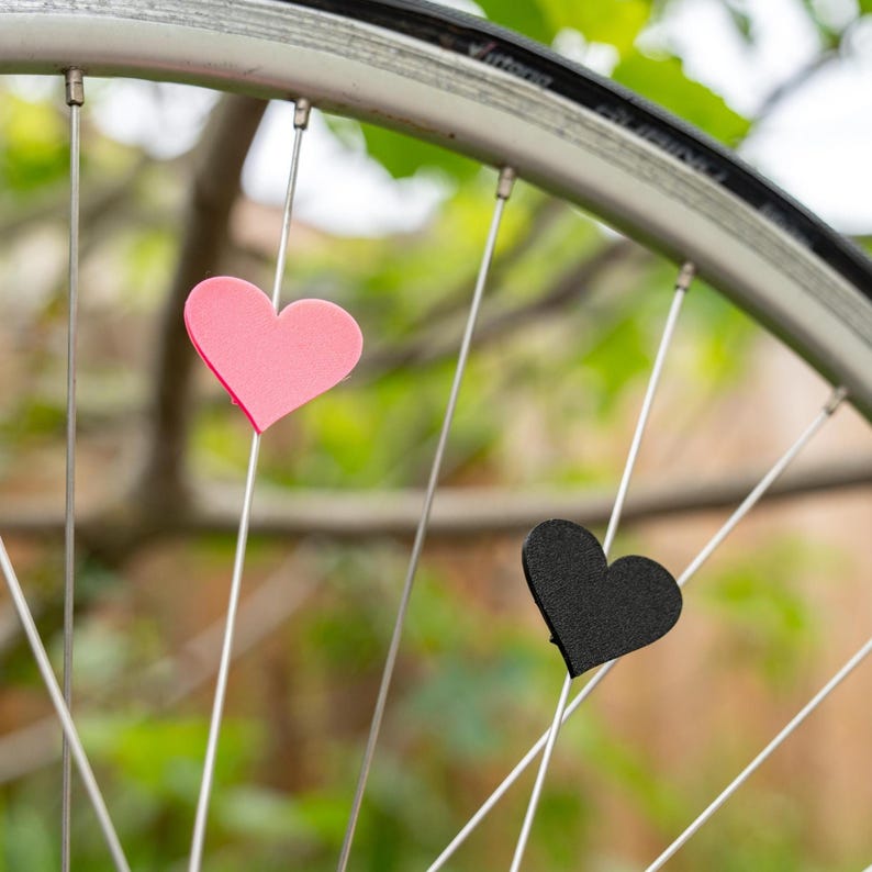 6x Heart Bike Spoke Decorations, valentines bicycle decorations, cute bike accessories, heart themed bike parts image 4