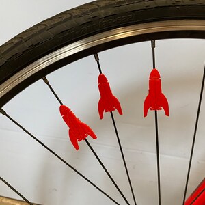 6x Rocket Bike Spoke Decorations - space rocket bike accessories - bike gift for boy or girl - rocket for bike party or bike parade image 8