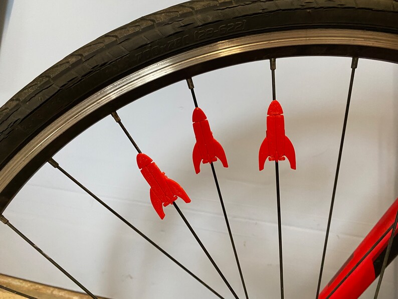 6x Rocket Bike Spoke Decorations - space rocket bike accessories - bike gift for boy or girl - rocket for bike party or bike parade image 8
