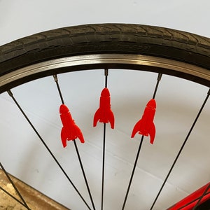 6x Rocket Bike Spoke Decorations - space rocket bike accessories - bike gift for boy or girl - rocket for bike party or bike parade image 5