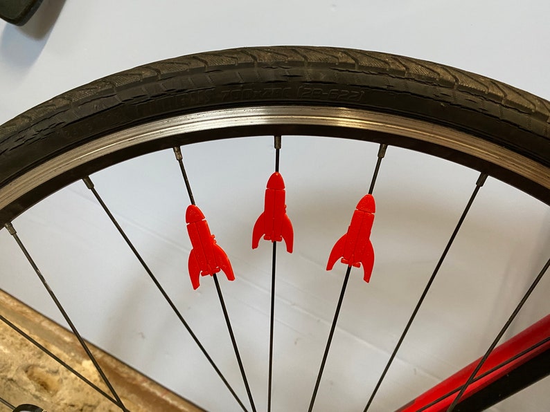 6x Rocket Bike Spoke Decorations - space rocket bike accessories - bike gift for boy or girl - rocket for bike party or bike parade image 5