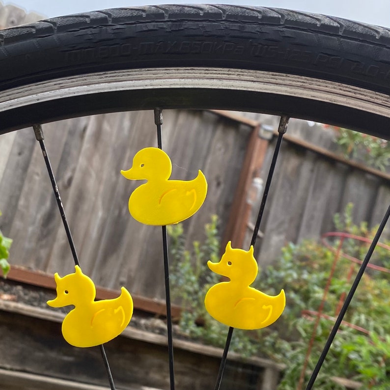 6x Duck Bike Spoke Decorations - rubber ducky bicycle decorations, rubber duck bike accessories, devil horns duck toy bike parts image 5