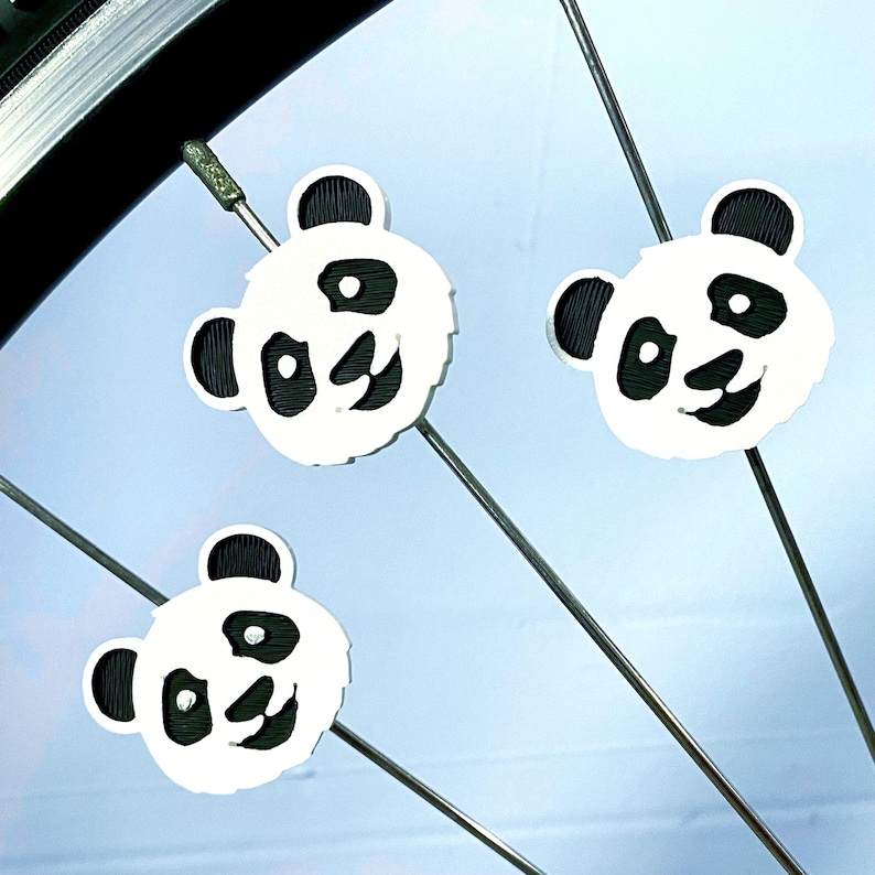 6x Panda Bike Spoke Decorations, Panda bicycle decorations, cute bike accessories, panda themed bike parts image 3