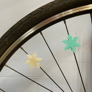 6x Frozen Snowflake Bike Decorations - winter bicycle decoration, bike accessories for her, bike gift for child image 7
