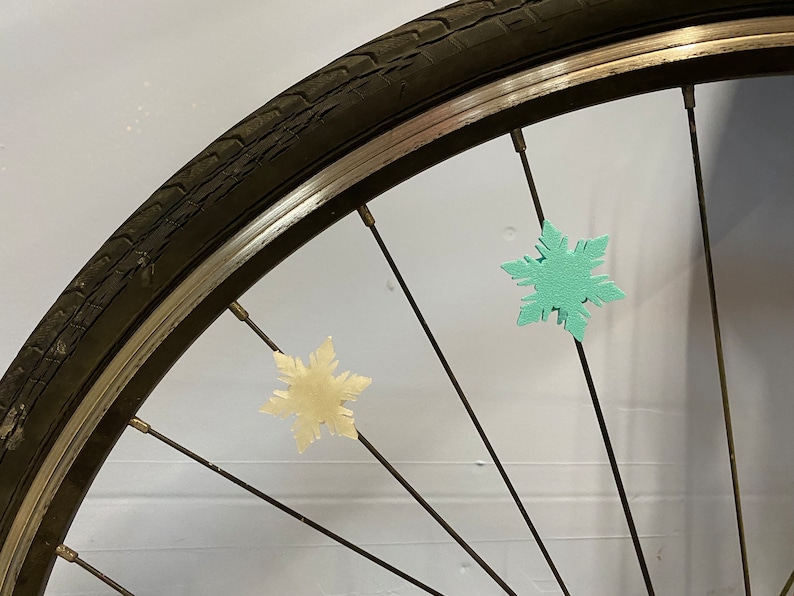6x Frozen Snowflake Bike Decorations - winter bicycle decoration, bike accessories for her, bike gift for child image 7
