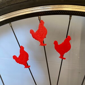 6x Chicken Bike Spoke Decorations - bicycle chicken decorations - gift for chicken mom or dad, cyclist gift, for bike party or bike parade image 5