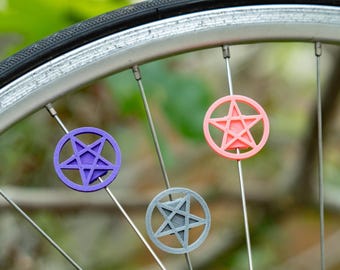 6x Pentagram Bike Spoke Decorations, witchy bicycle decorations, spooky bike accessories, gifts for the witch on the go