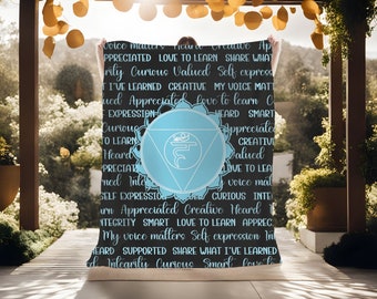 Throat Chakra Energy Healing Blanket, Positive Affirmation Blanket, Yoga Blanket