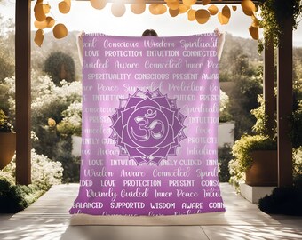 Crown Chakra Energy Healing Blanket, Positive Affirmation Blanket, Yoga Blanket