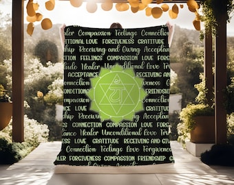 Heart Chakra Energy Healing Blanket, Positive Affirmation Blanket, Yoga Blanket