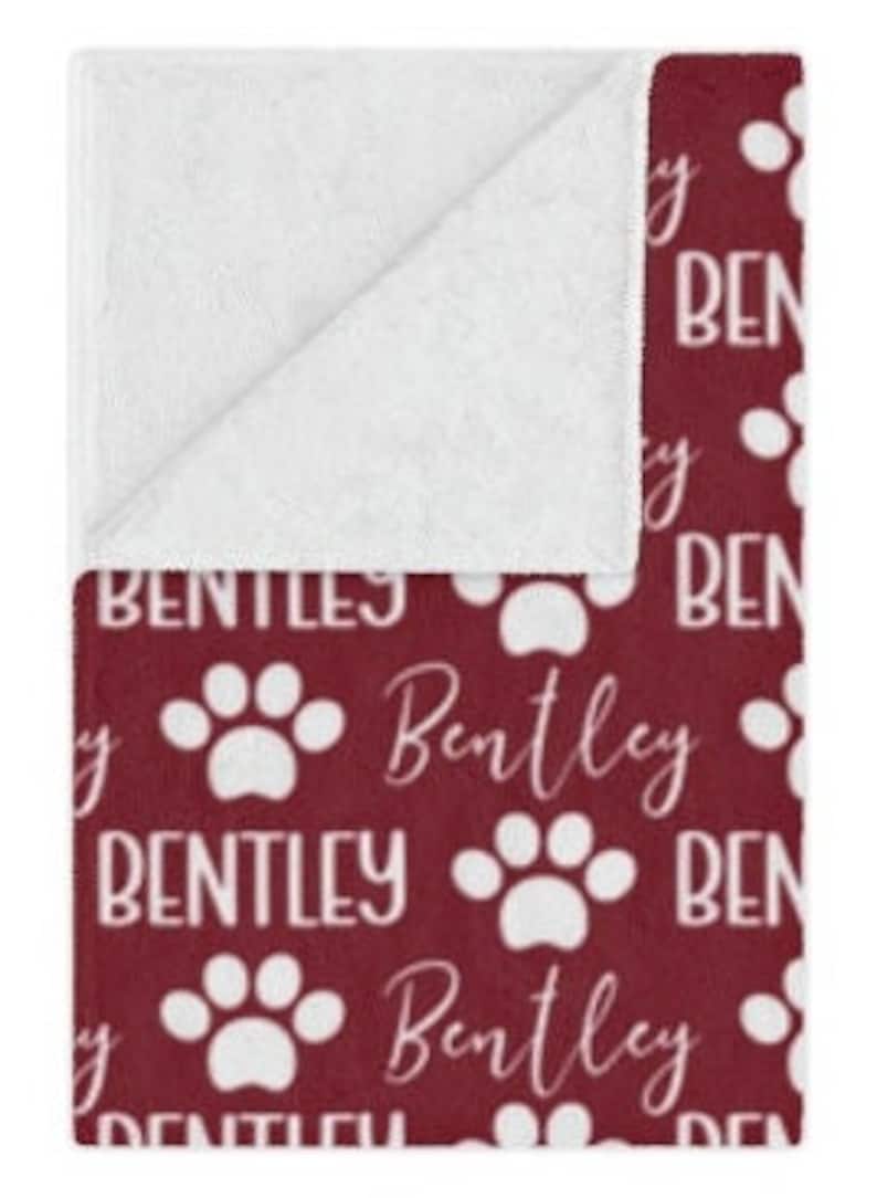 Personalized Paw Print Name Blanket for Pet, Personalized Puppy Blanket