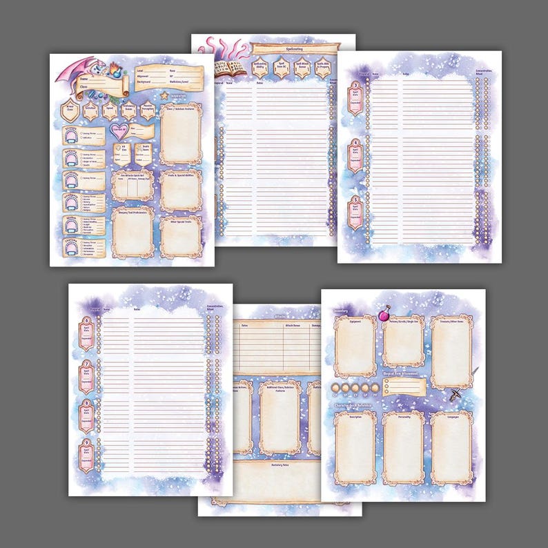 Dnd Character Sheet 5e and 5.5e - Printable Fillable Form - Etsy