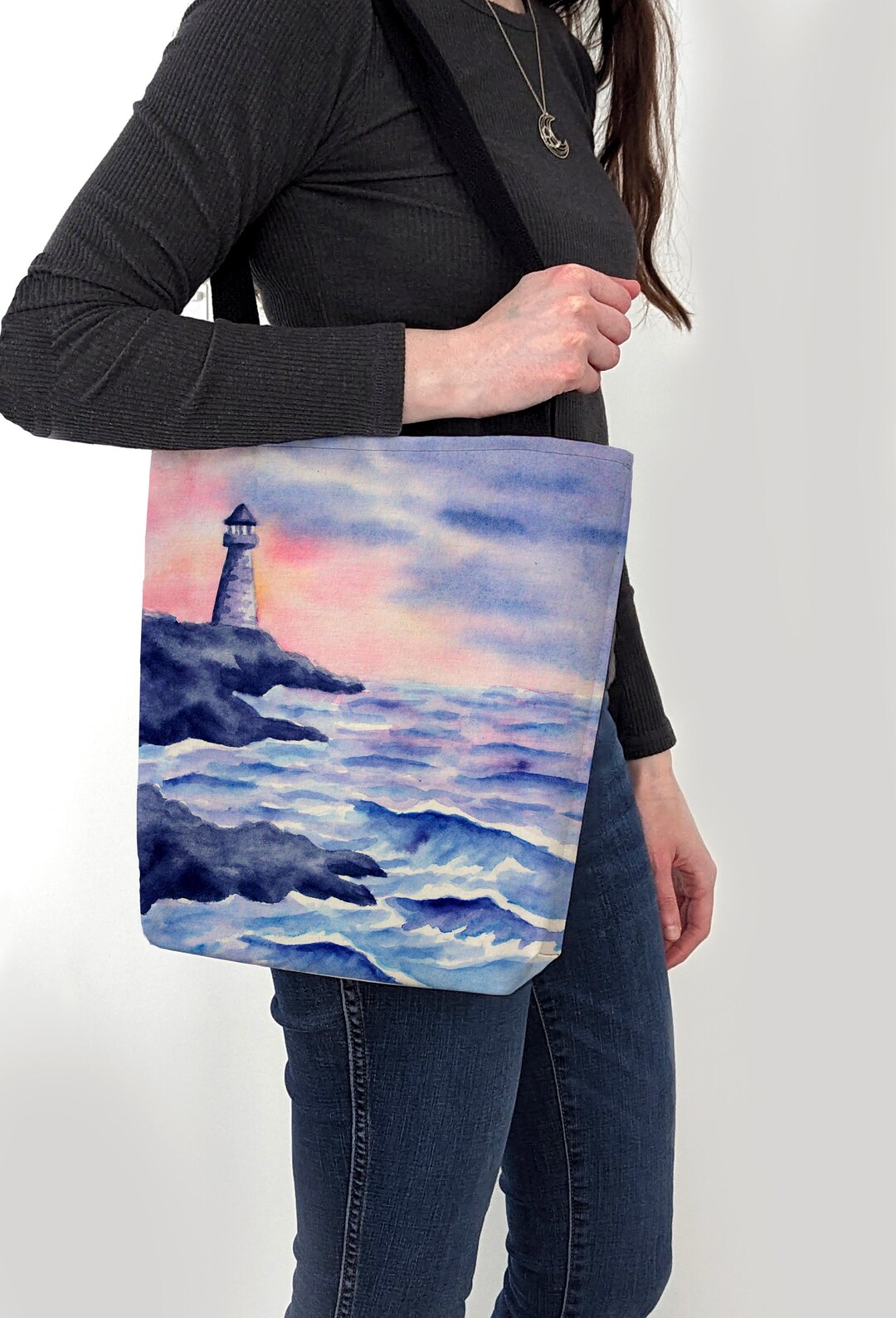 Lighthouse Ocean Tote Bag - Etsy