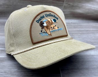 Cappello in velluto a coste color cuoio con toppa Retro Ducks Unlimited