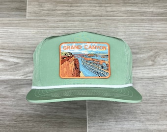 Grand Canyon (rectangle) Patch on Green Poly Retro Rope Hat