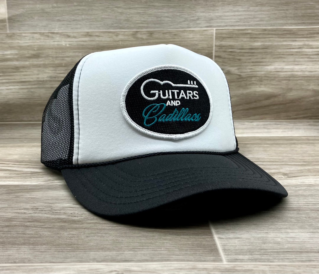 Guitars & Cadillacs oval on Black/white Meshback Trucker Hat Etsy