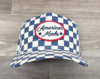 American Made Patch on Denim/Natural Checkered / Vans Retro SnapBack Hat